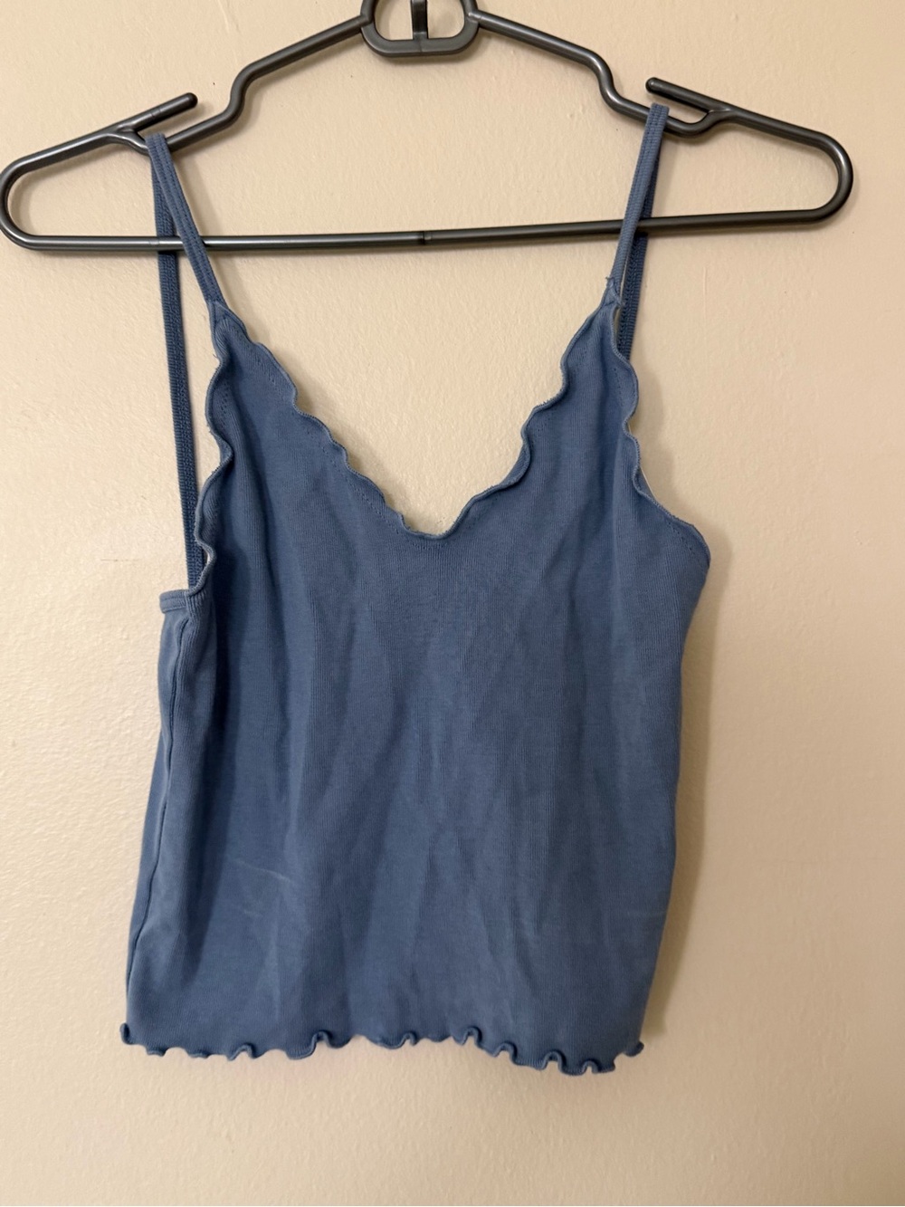 Brandy Melville Dusty Blue Scallop-Edge Tank